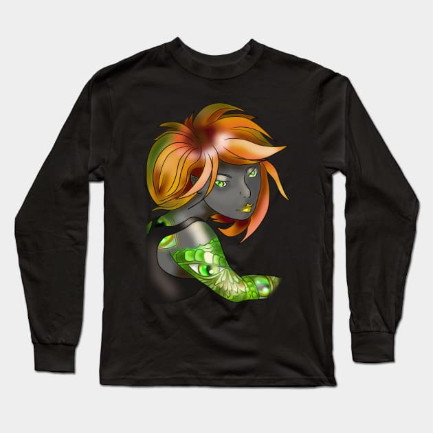 Dark elf girl with ginger hair Long Sleeve T-Shirt by cuisinecat